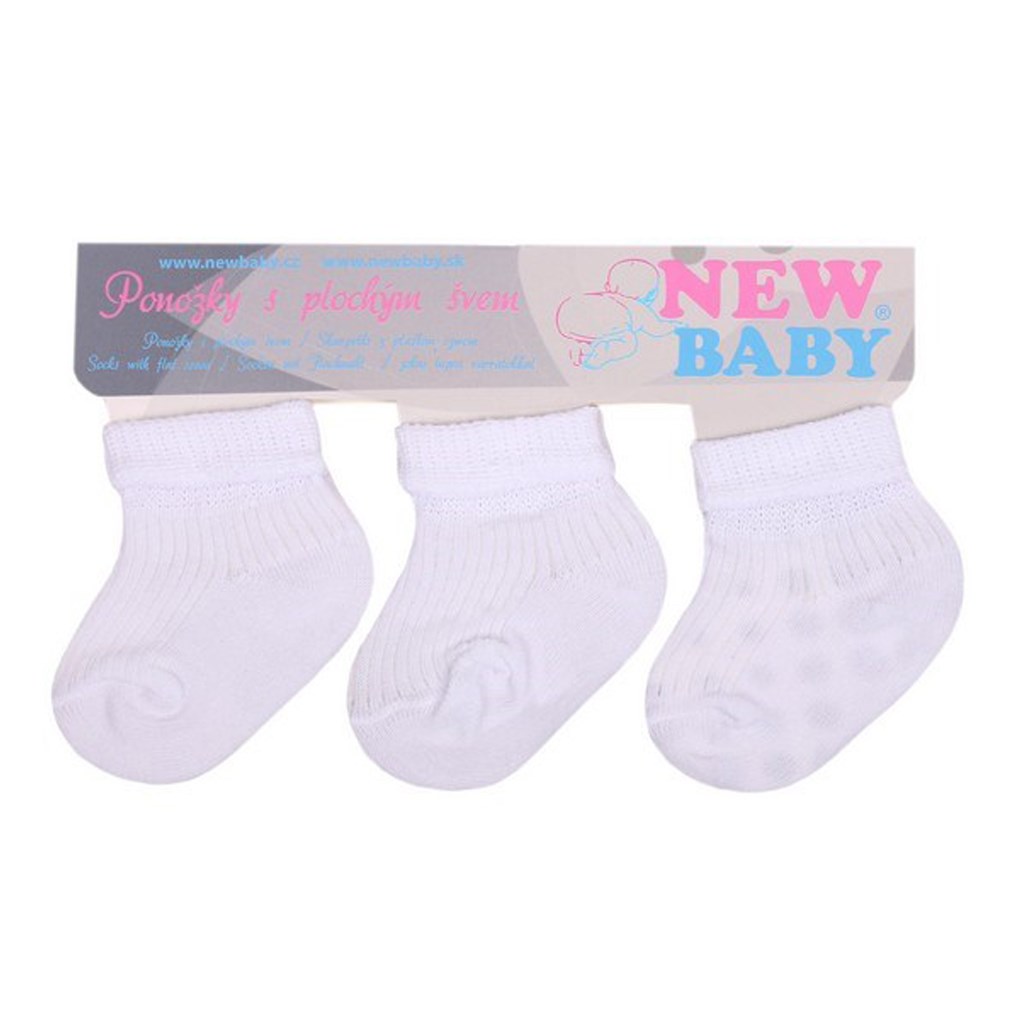 Levně Kojenecké pruhované ponožky New Baby bílé - 3ks