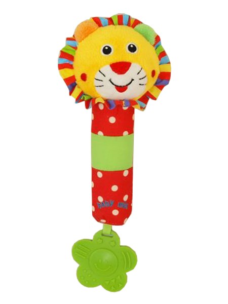 Levně Dětská pískací plyšová hračka s chrastítkem Baby Mix lev