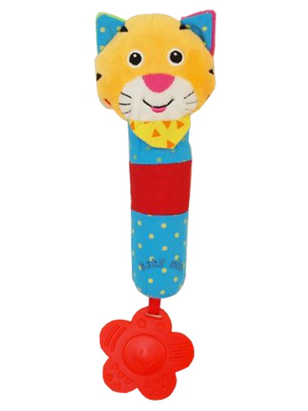 Levně Dětská pískací plyšová hračka s chrastítkem Baby Mix tygřík