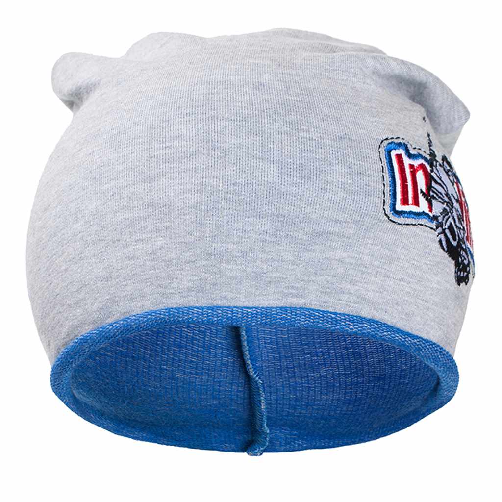 Podzimní dětská čepička New Baby In-line šedo-modrá, vel. 110 (4-5r)