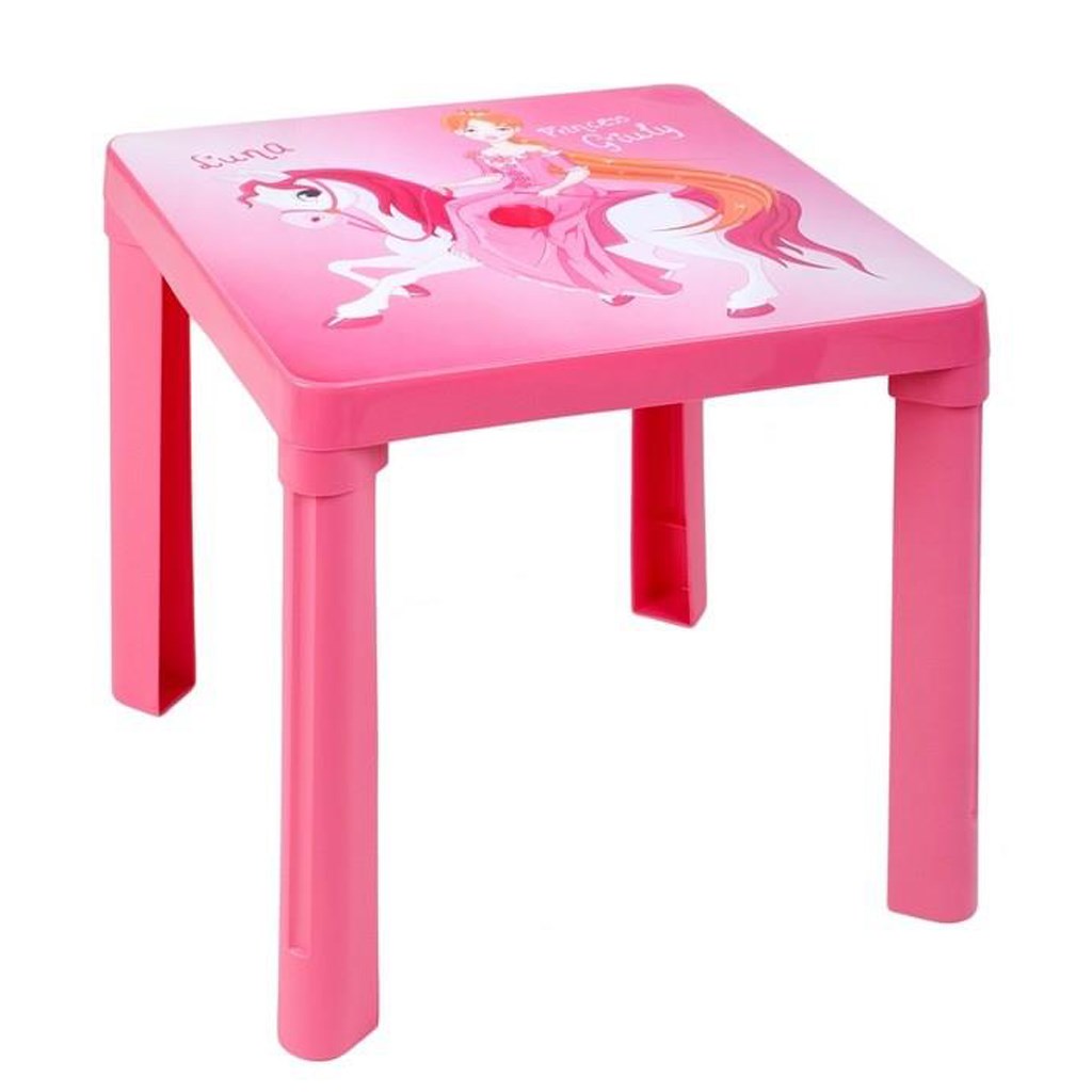 Levně Dětský zahradní nábytek - Plastový stůl růžový