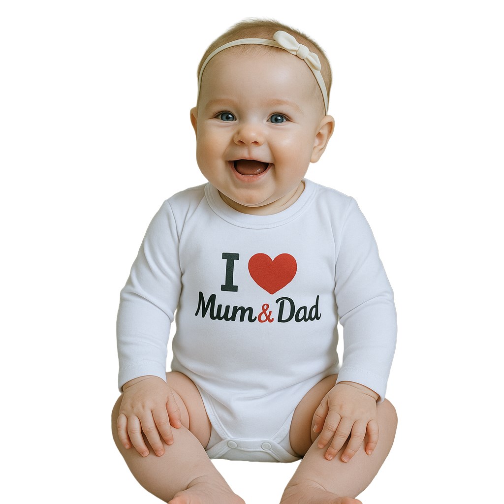 Body s potiskem New Baby I Love Mum and Dad, vel. 50