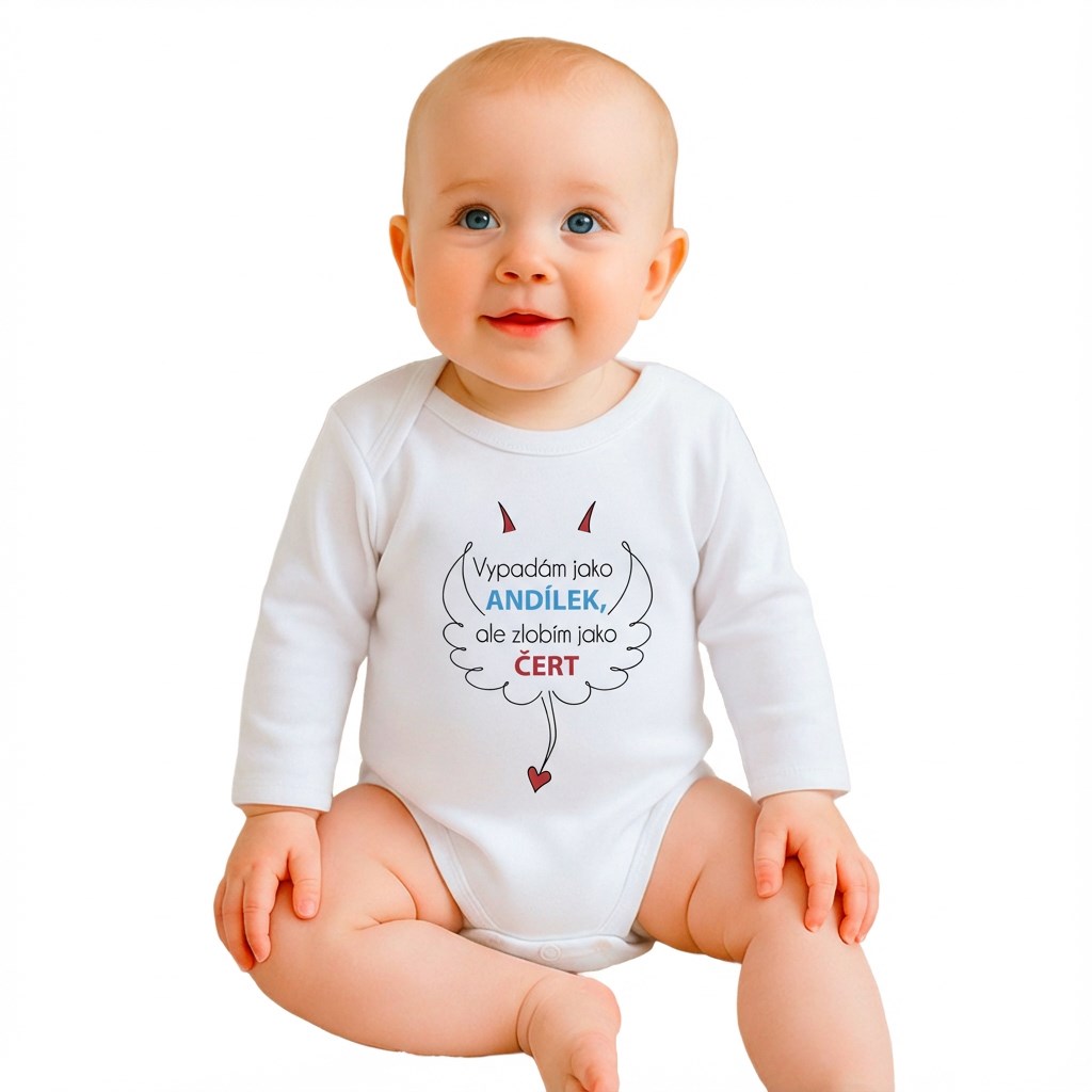 Body s potiskem New Baby Vypadám jako ANDÍLEK, ale zlobím jako ČERT, vel. 50