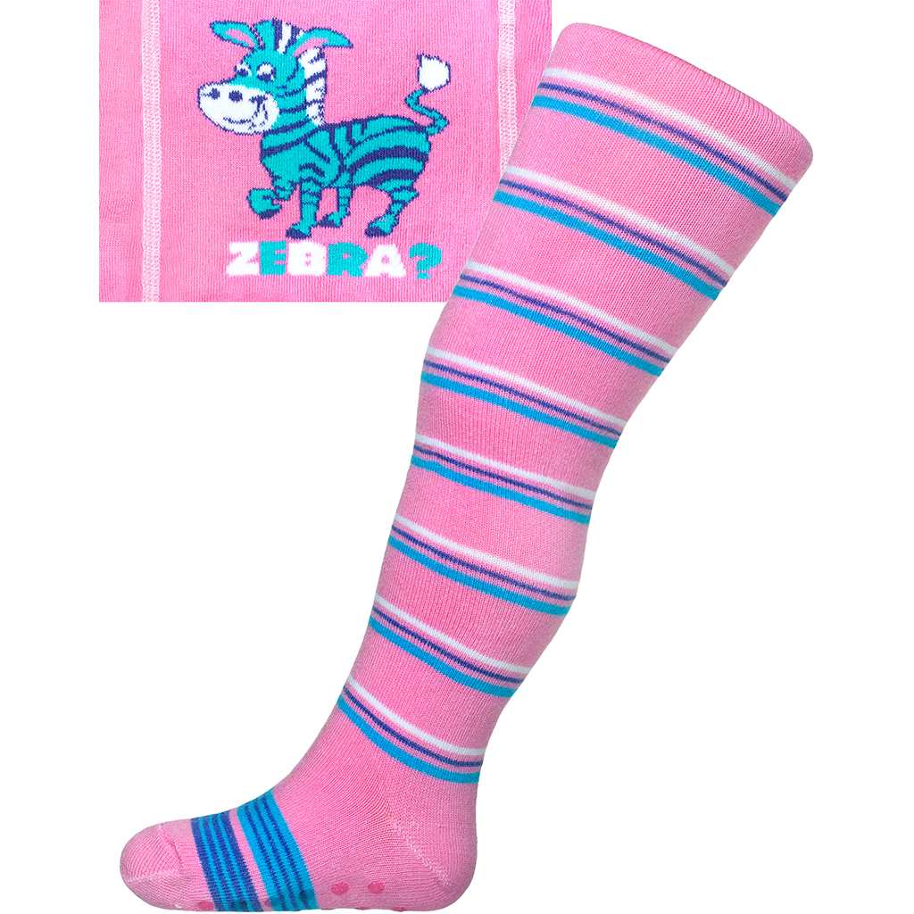 Levně Bavlněné punčocháčky New Baby s ABS růžové zebra s pruhy
