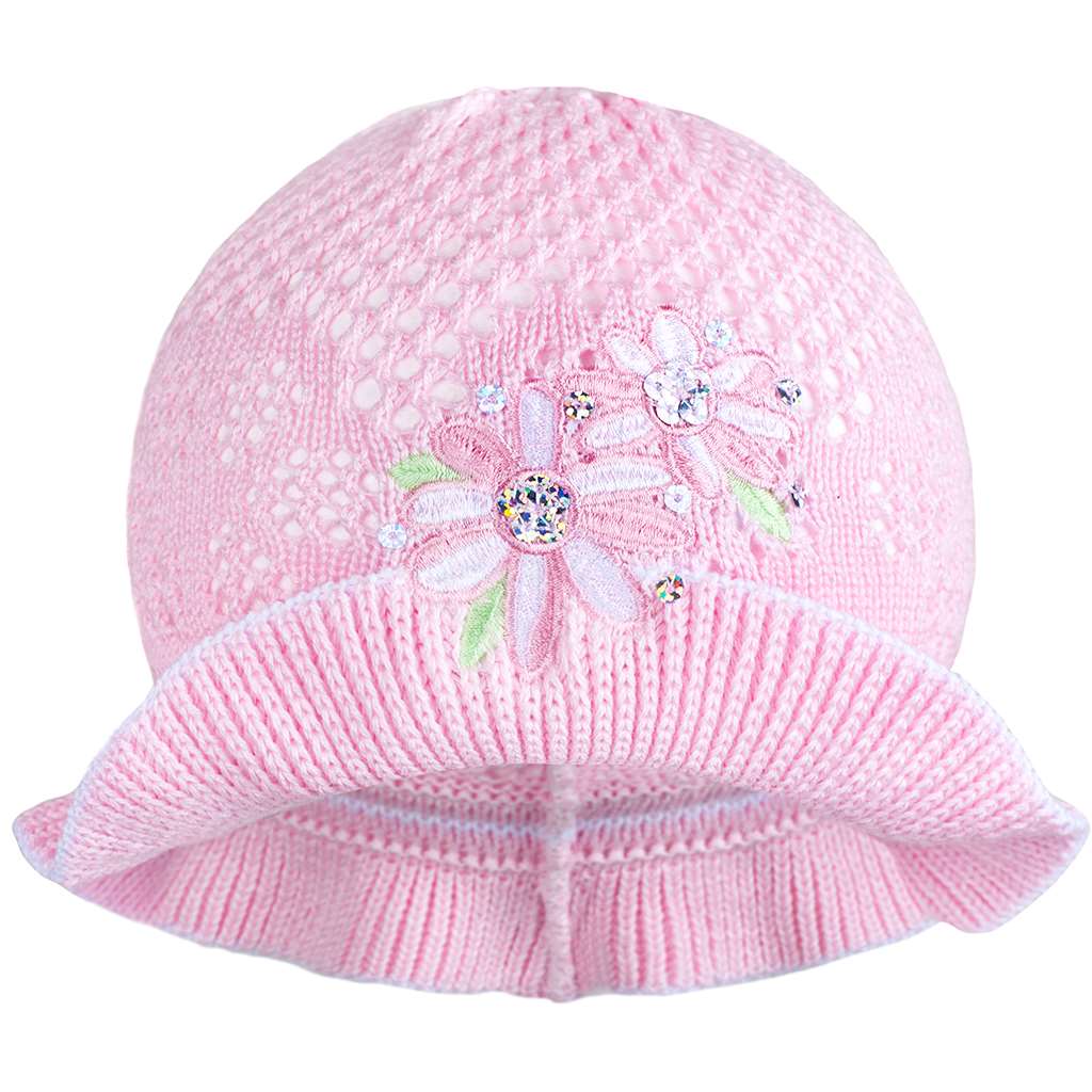 Levně Pletený klobouček New Baby růžovo-bílý