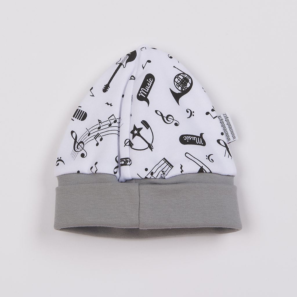 Kojenecká bavlněná čepička New Baby Music, vel. 68 (4-6m)