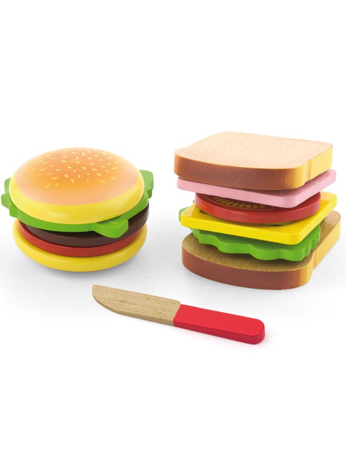Levně Dětská dřevěná hračka Viga Hamburger a Sendvič