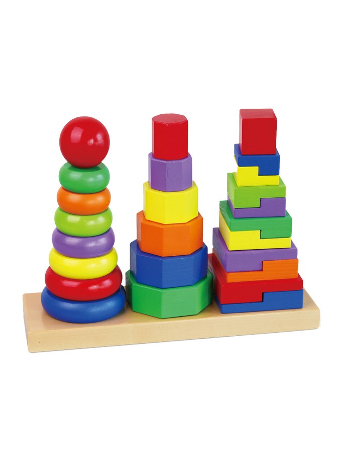 Levně Dřevěné barevné pyramidy pro děti Viga