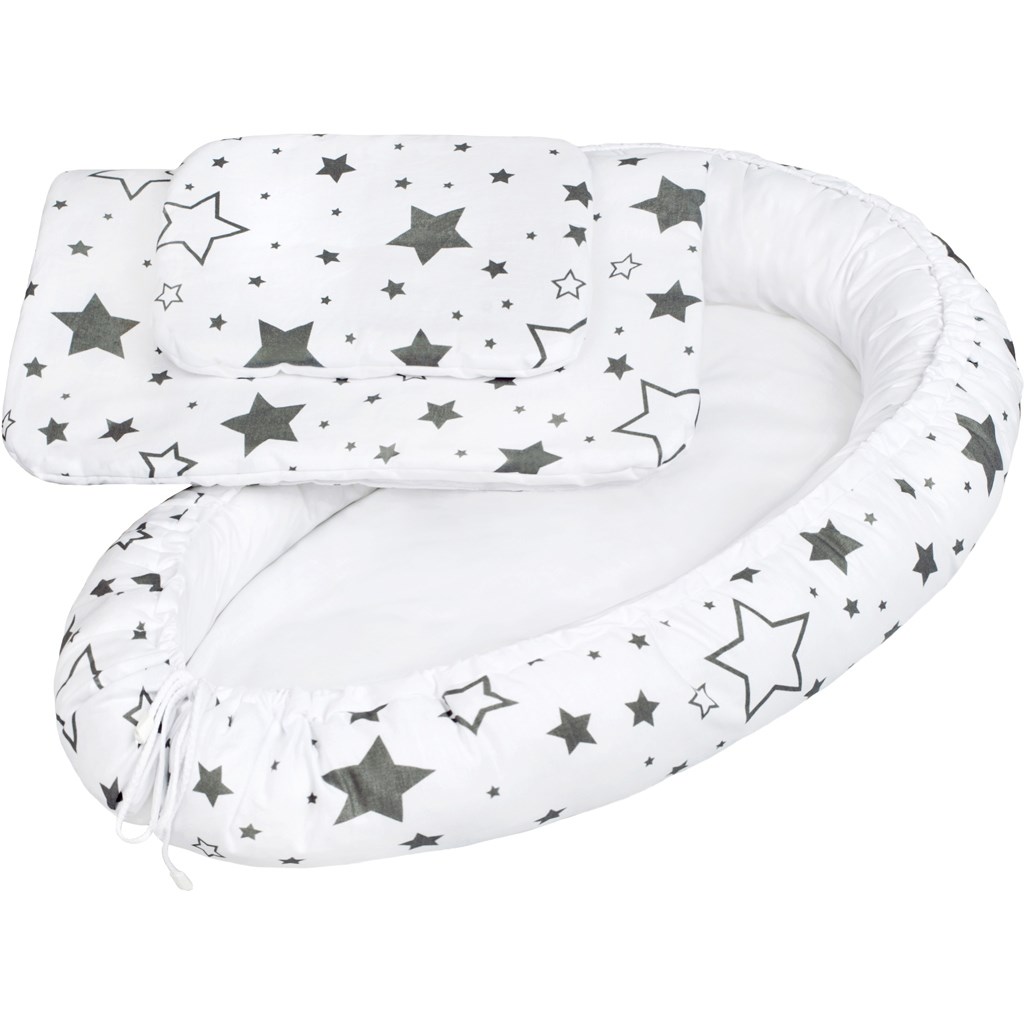 Levně Luxusní hnízdečko s peřinkami pro miminko New Baby hvězdy šedé