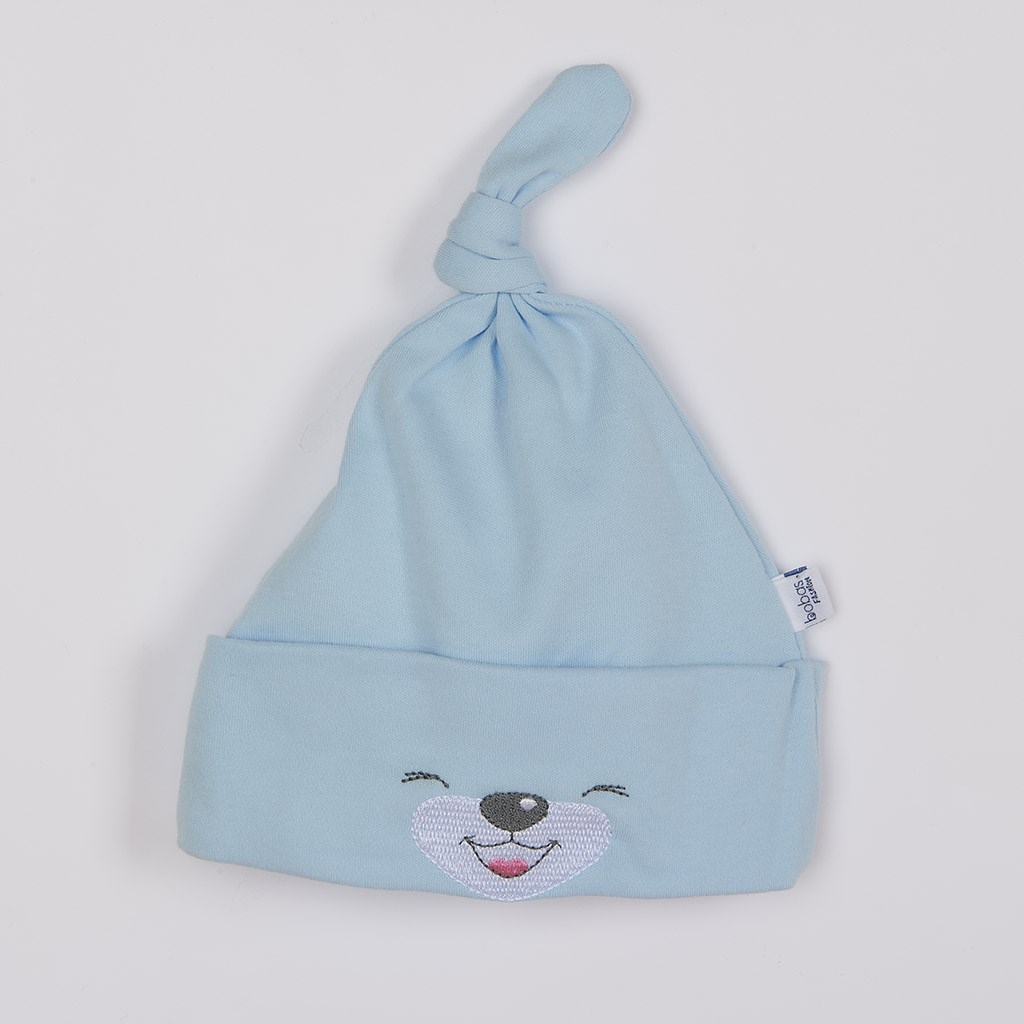 Bavlněná kojenecká čepička Bobas Fashion Lucky modrá, vel. 68 (4-6m)