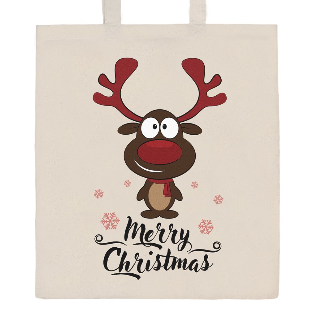 Levně Bavlněná nákupní taška přírodní s potiskem New Baby Merry Christmas