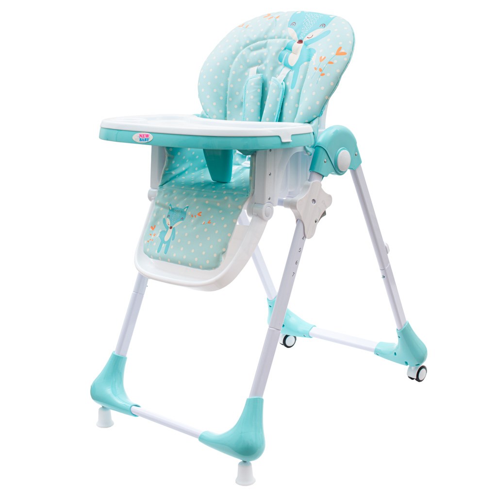 Levně Jídelní židlička NEW BABY Minty Fox - ekokůže a vložka pro miminka