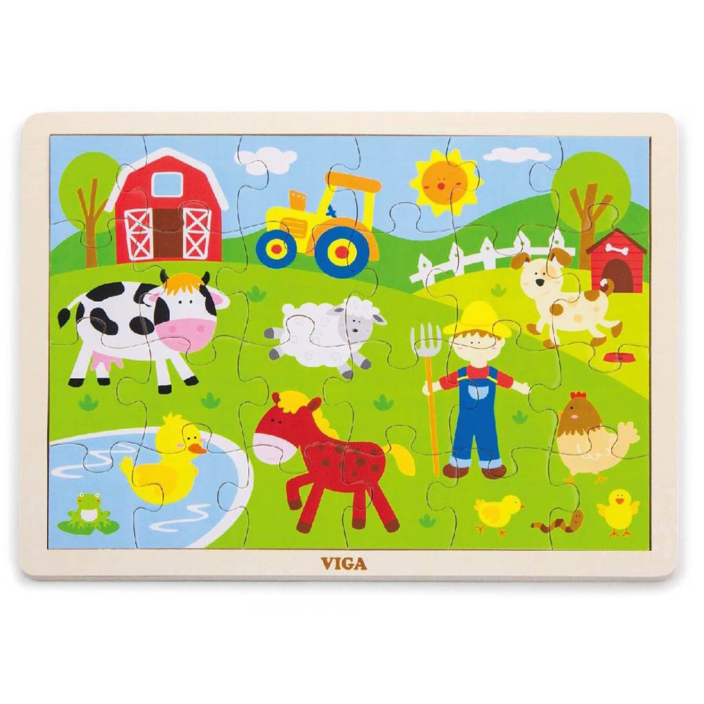 Levně Dětské dřevěné puzzle Viga Farma