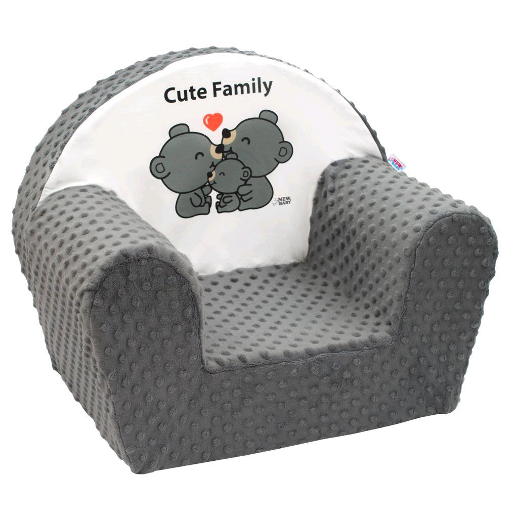 Levně Dětské křeslo z Minky New Baby Cute Family šedé