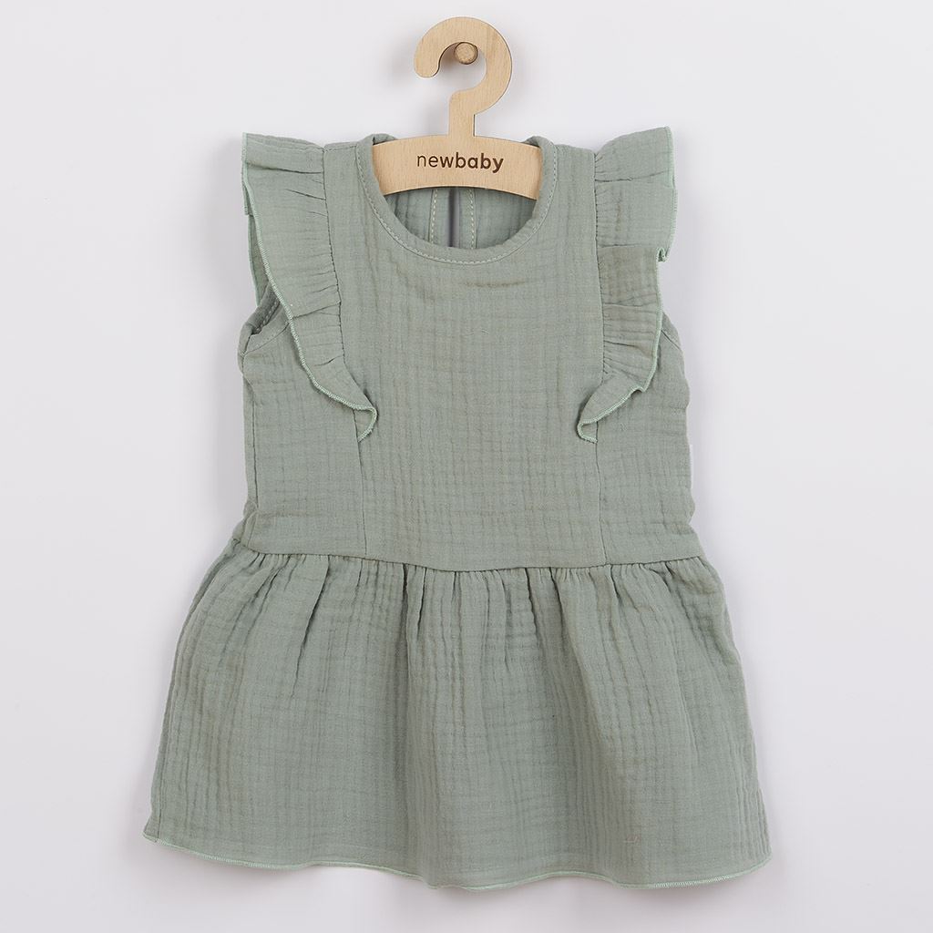 Levně Kojenecké mušelínové šaty New Baby Summer Nature Collection mátové