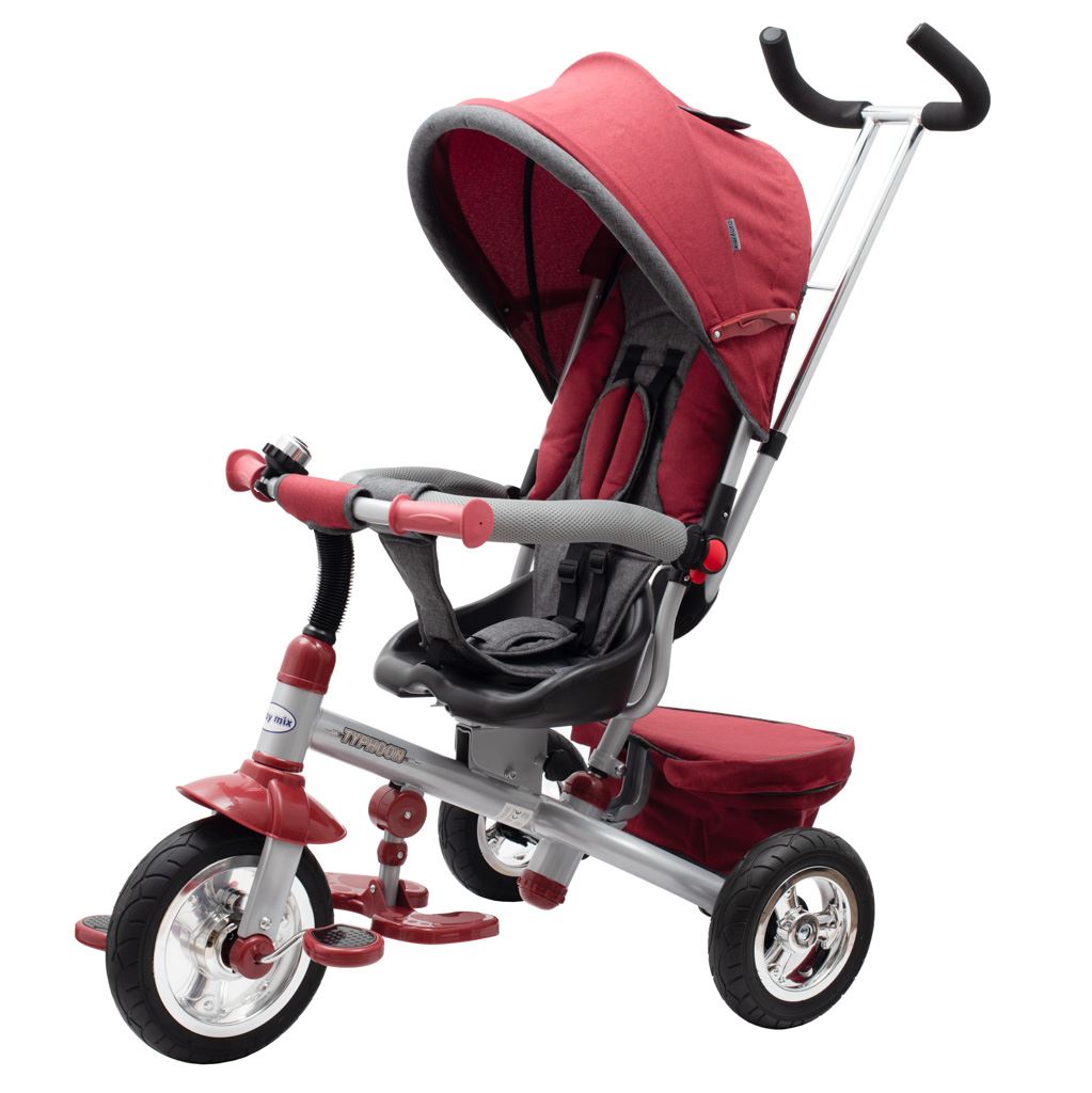Levně Dětská tříkolka Baby Mix 3v1 TYPHOON 360° bordó