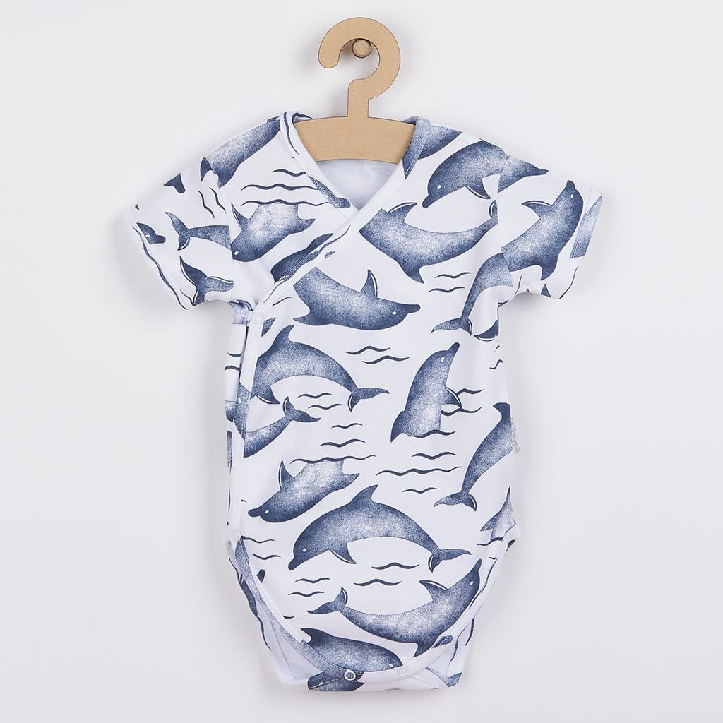 Levně Kojenecké bavlněné body s bočním zapínáním Nicol Dolphin, vel. 62 (3-6m)