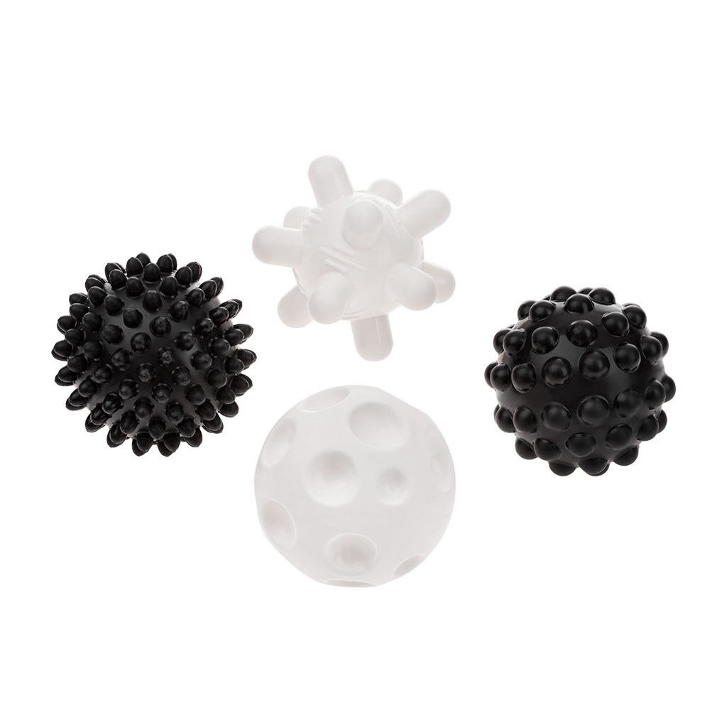 Levně Sada senzorických hraček Akuku balónky 4ks 6 cm černobílé