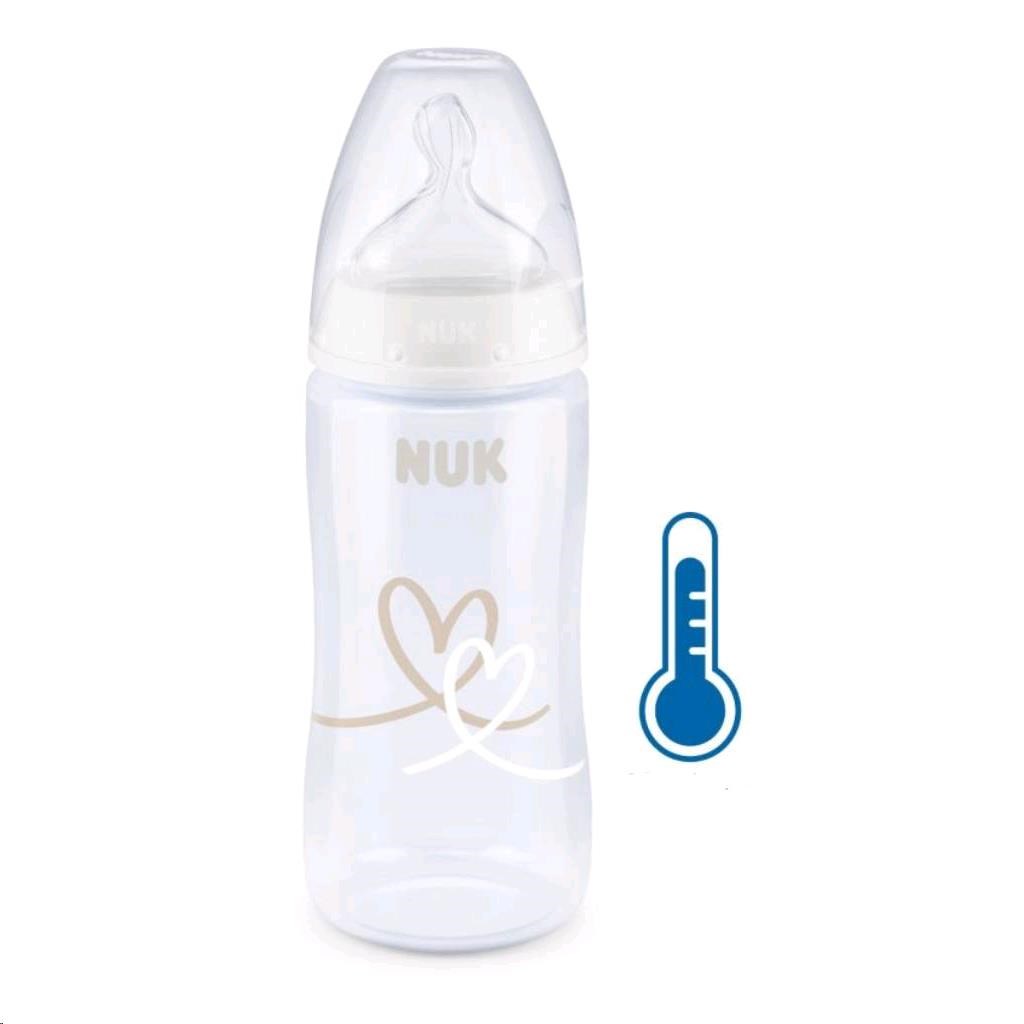 Levně Kojenecká láhev NUK FC+Temperature Control 300 ml BOX-Flow Control savička white