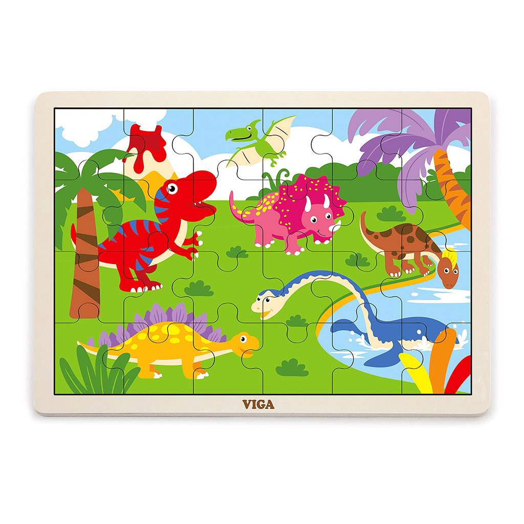 Levně Dětské dřevěné puzzle Viga Dino