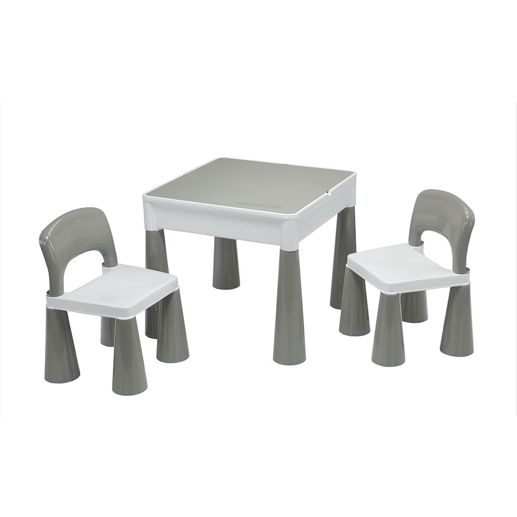 Levně Dětská sada stoleček a dvě židličky NEW BABY šedo-bílá