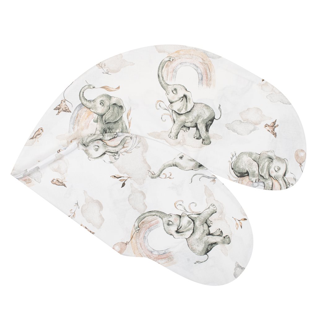 Levně Povlak na kojící polštář New Baby Sloníci bílo-šedý