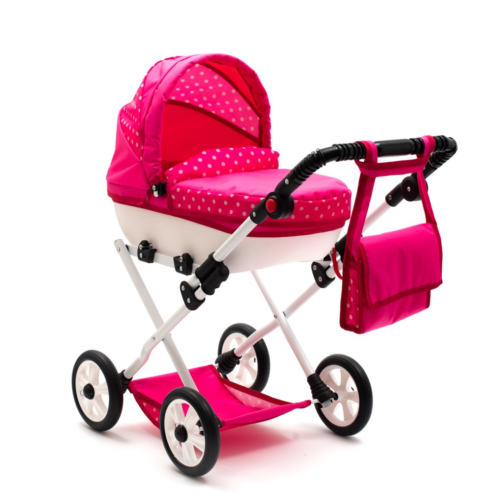 Levně Dětský kočárek pro panenky New Baby COMFORT růžový s puntíky
