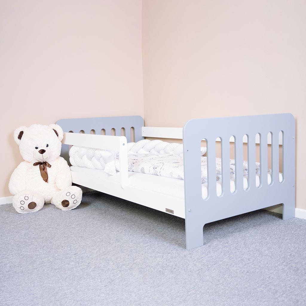 Levně Dětská postel se zábranou New Baby ERIK 160x80 cm bílo-šedá