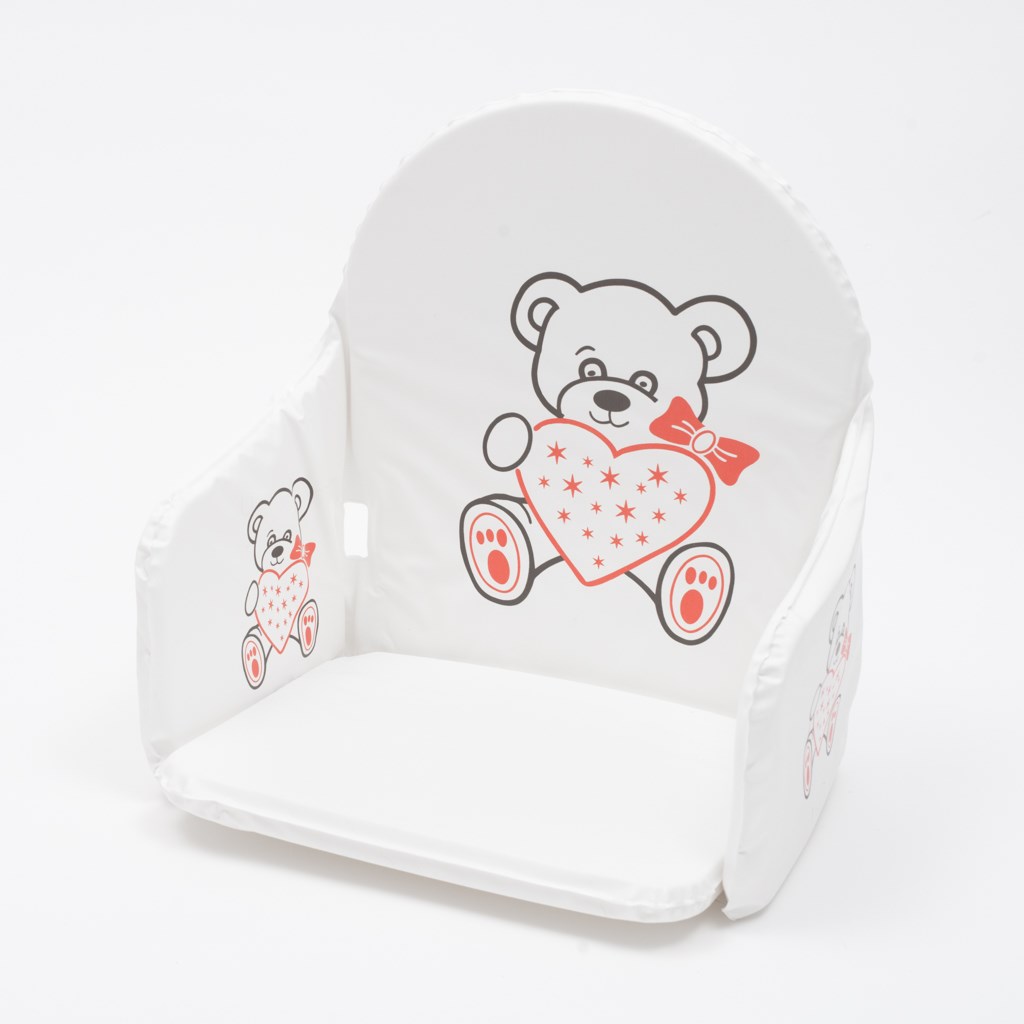 Levně Vložka do dřevěných jídelních židliček typu New Baby Victory bílá medvídek srdíčko