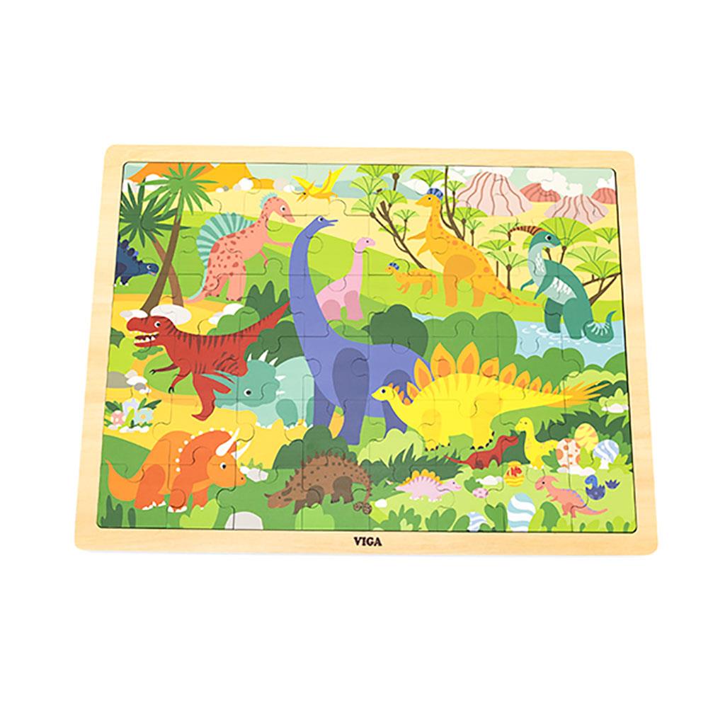 Levně Dřevěné puzzle 48 dílků Viga Dinosauři