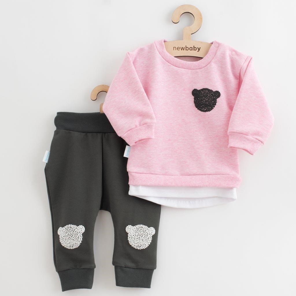 Levně Kojenecká souprava tričko a tepláčky New Baby Brave Bear ABS růžová