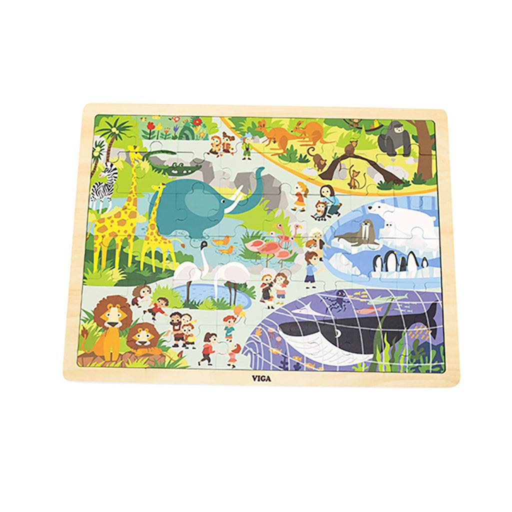 Levně Dětské dřevěné puzzle Viga Zoo 48 dílků
