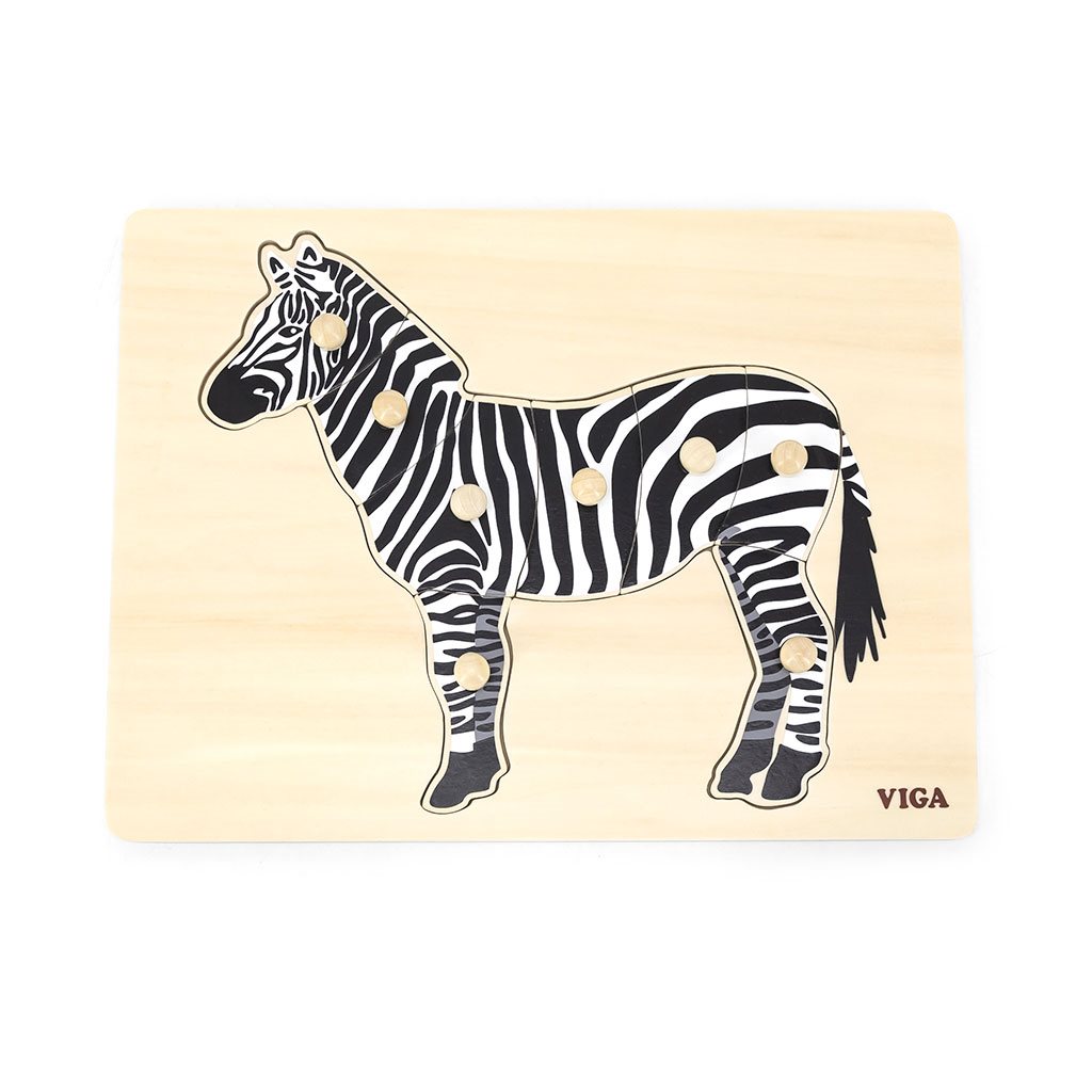 Levně Dětské dřevěné puzzle vkládačka Montessori Viga Zebra