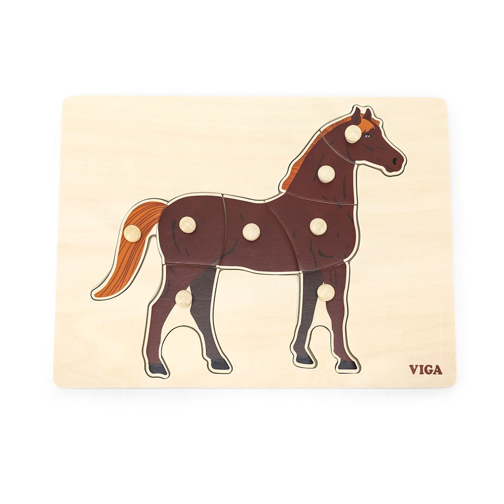 Levně Dětské dřevěné puzzle vkládačka Montessori Viga Kůň