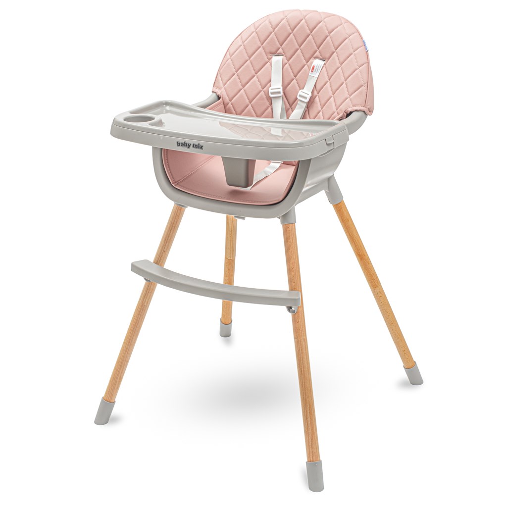 Levně Jídelní židlička Baby Mix Freja wooden dusty pink