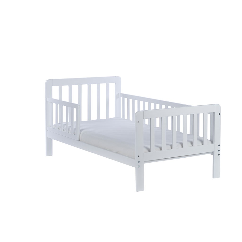 Levně Dětská postel se zábranou Drewex Nidum 140x70 cm bílá