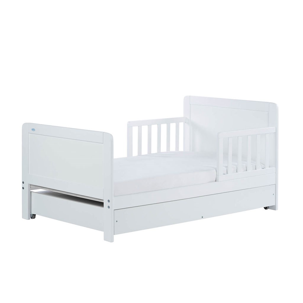 Levně Dětská postel se zábranou a šuplíkem Drewex Olek 140x70 cm bílá