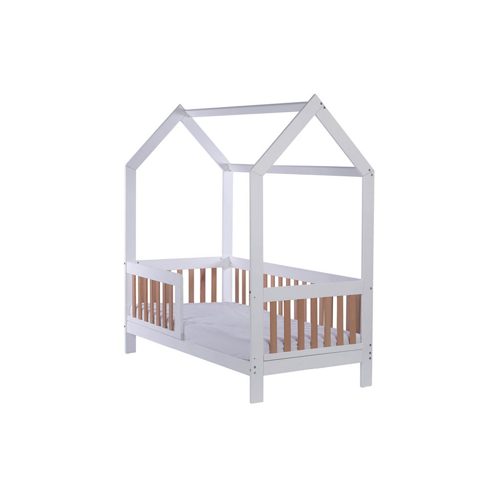 Levně Dětská buková postel se zábranou Drewex Casa Bambini 160x80x174 cm