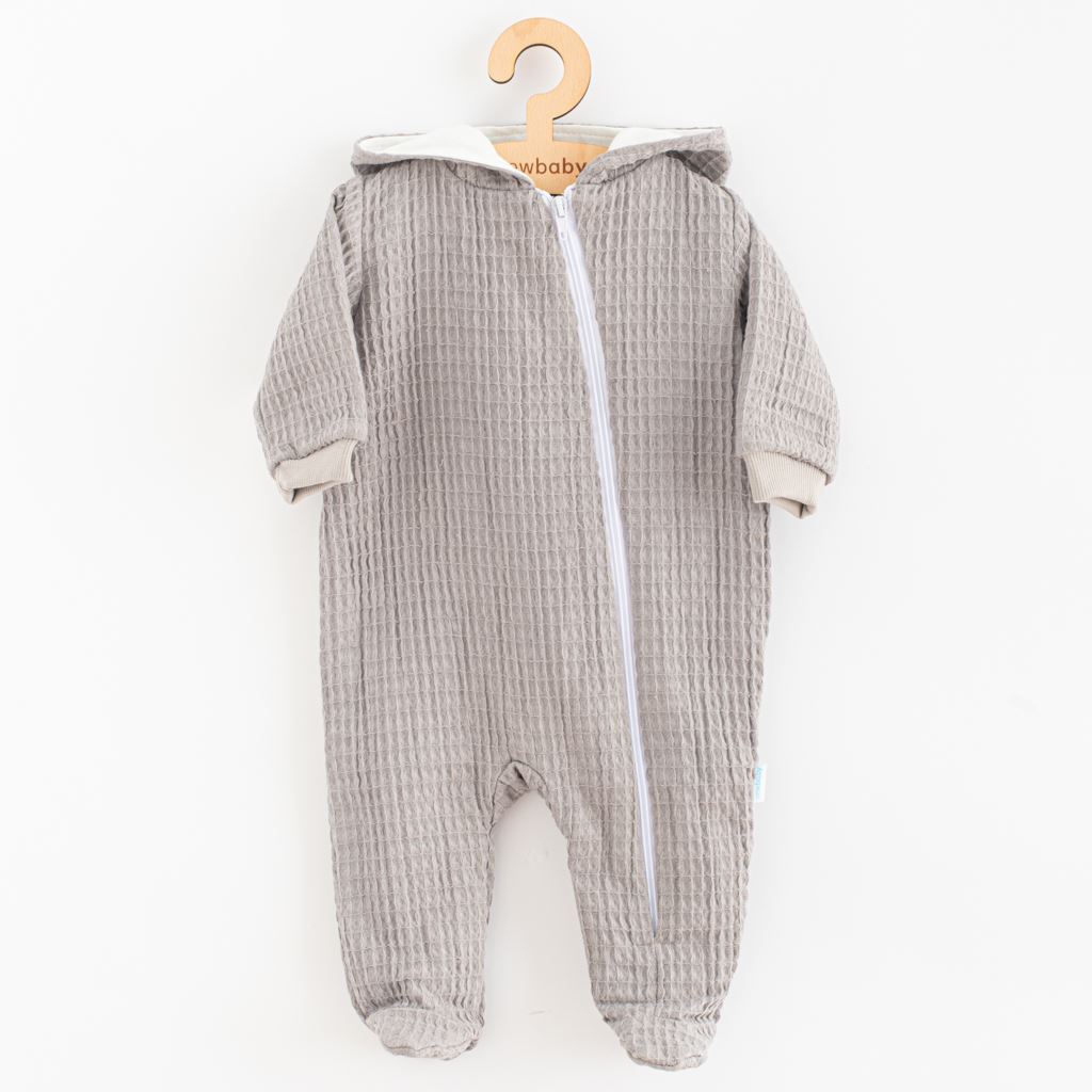 Levně Kojenecký mušelínový overal s kapucí New Baby Comfort clothes šedá