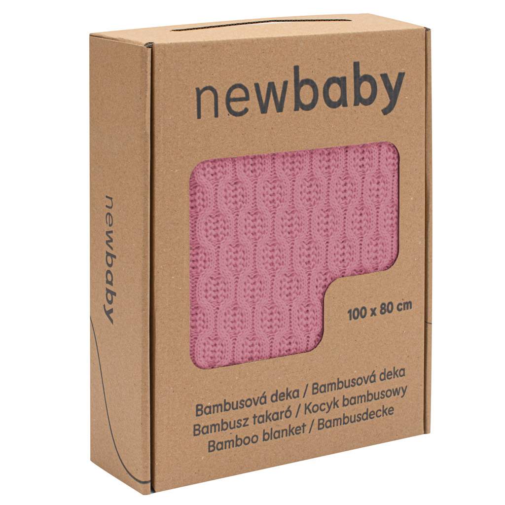 Levně Bambusová pletená deka New Baby se vzorem 100x80 cm pink