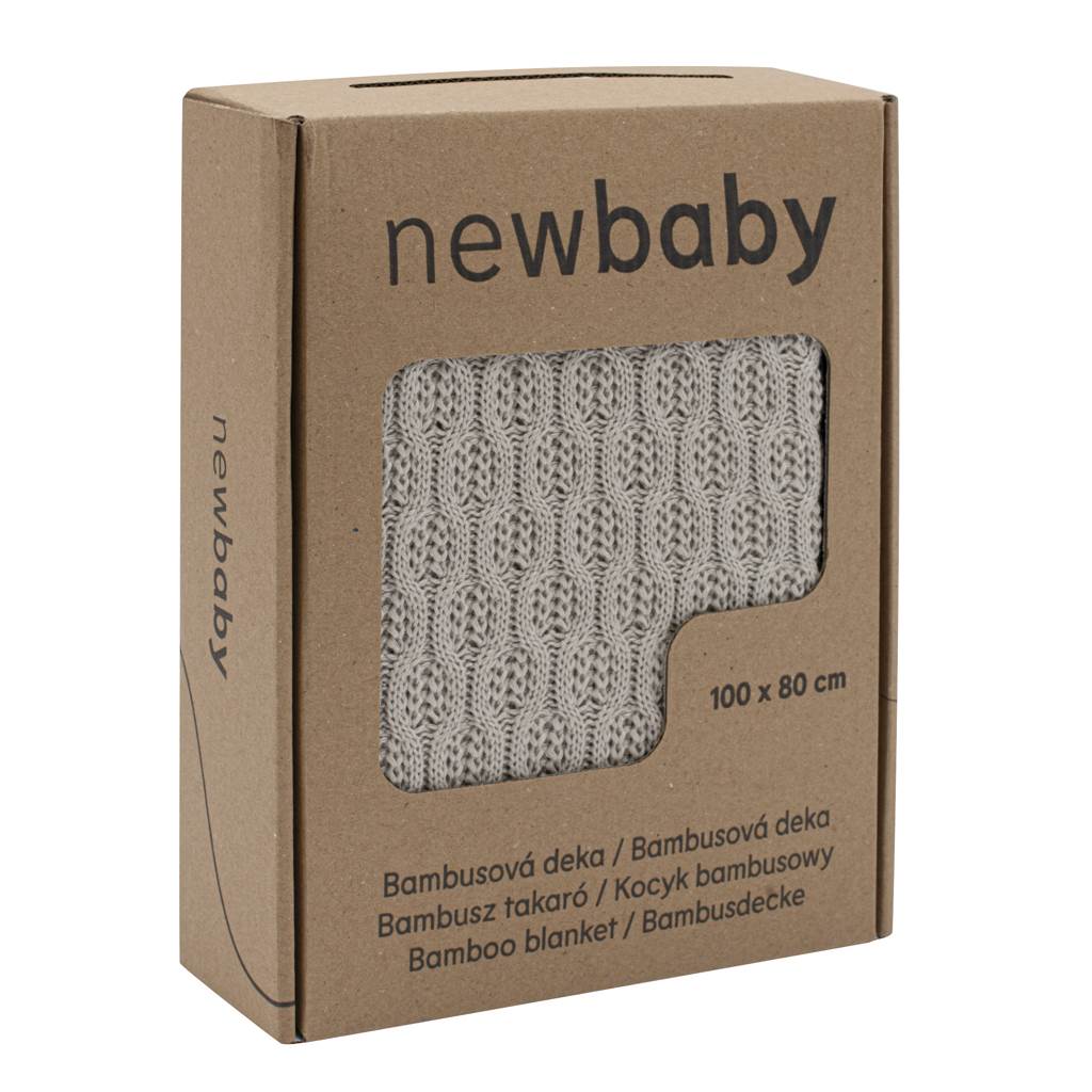 Levně Bambusová pletená deka New Baby se vzorem 100x80 cm light grey