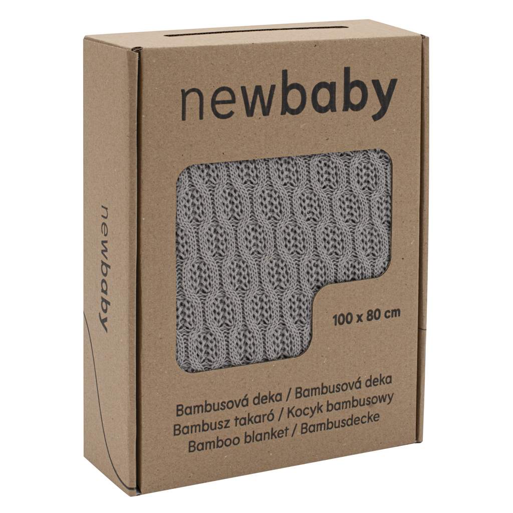 Levně Bambusová pletená deka New Baby se vzorem 100x80 cm grey