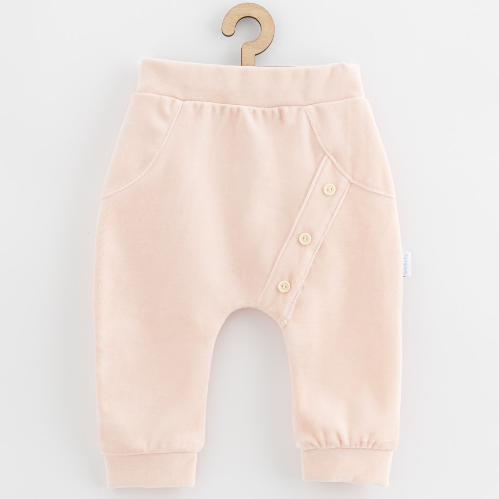 Levně Kojenecké semiškové tepláčky New Baby Suede clothes světle růžová