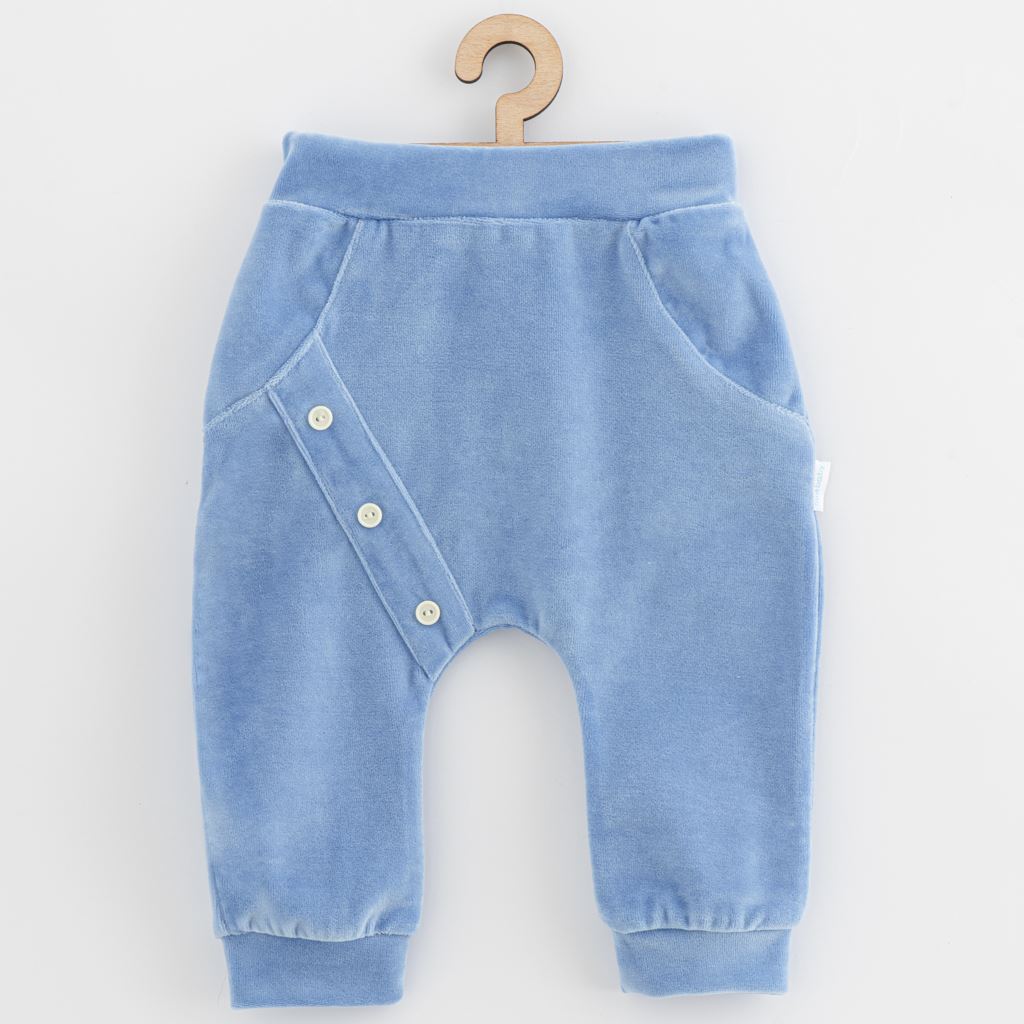 Levně Kojenecké semiškové tepláčky New Baby Suede clothes modrá